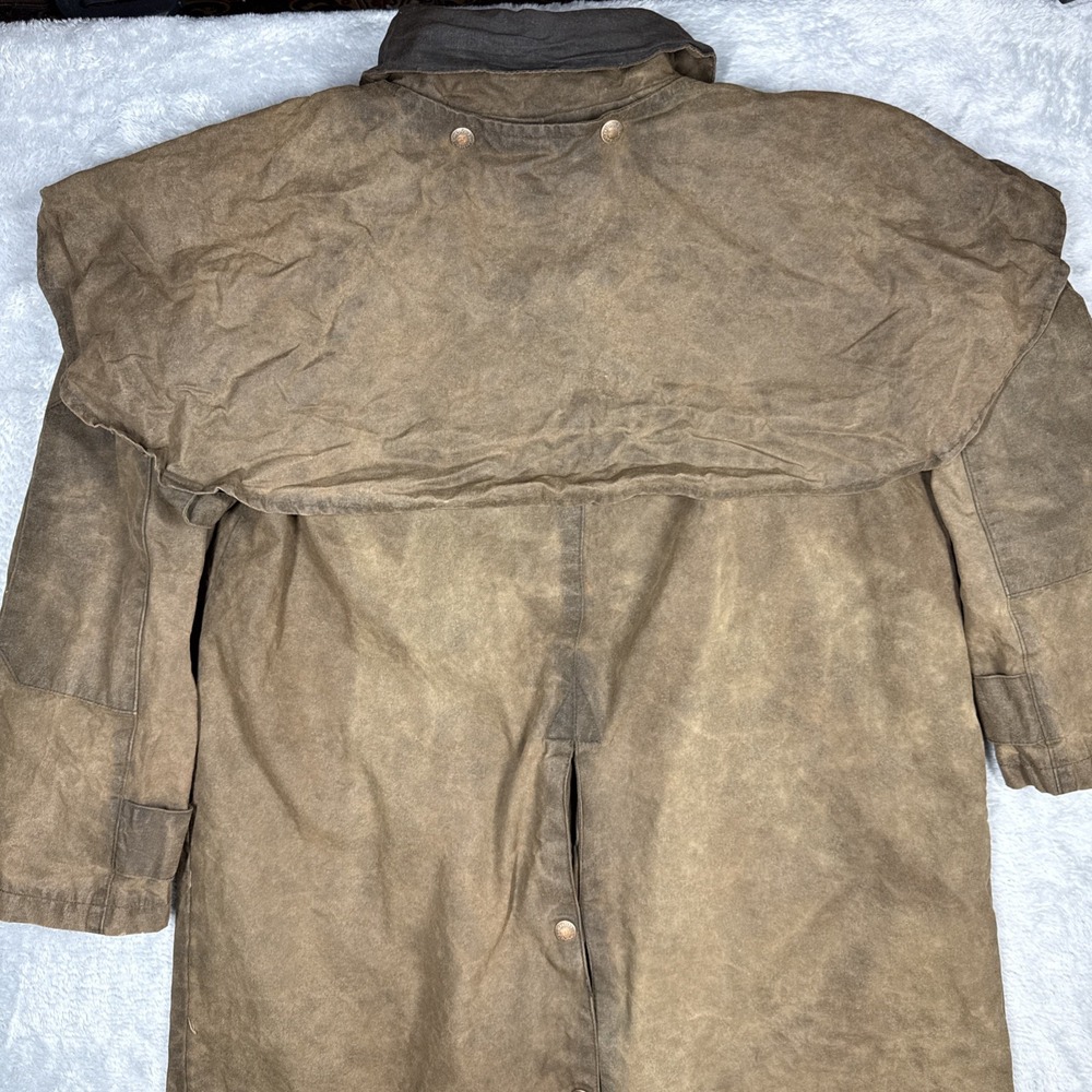 The Australian Outback Collection Oilskin Duster Jacket Small Brown Distressed - Picture 8 of 11